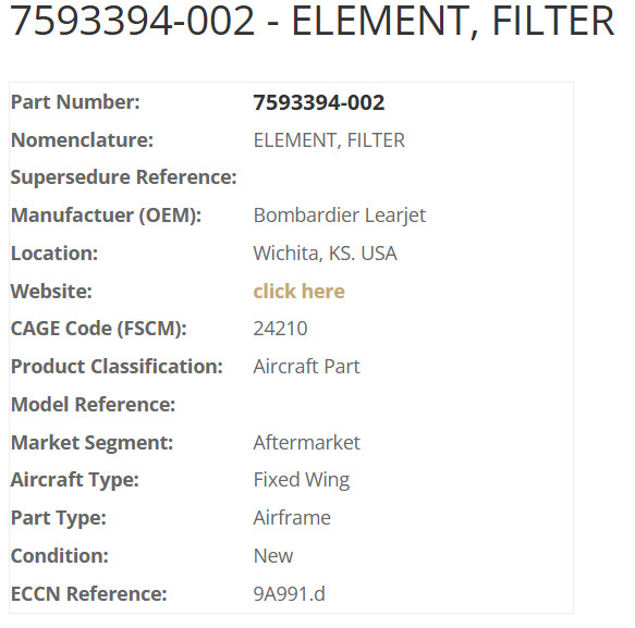 7593394-002 FILTER ELEMENT