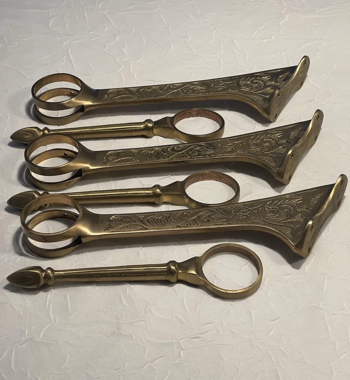 Set Of 3 Swing Arm Cast Solid Brass Bar Foot Rails, 2 inches