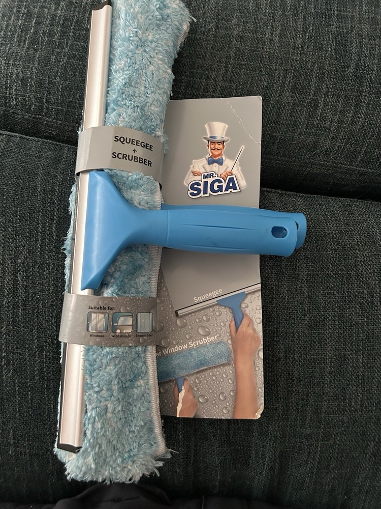 MR SIGA Professional Window Cleaning Combo, Squeegee/Microfiber Tool Set, 14"