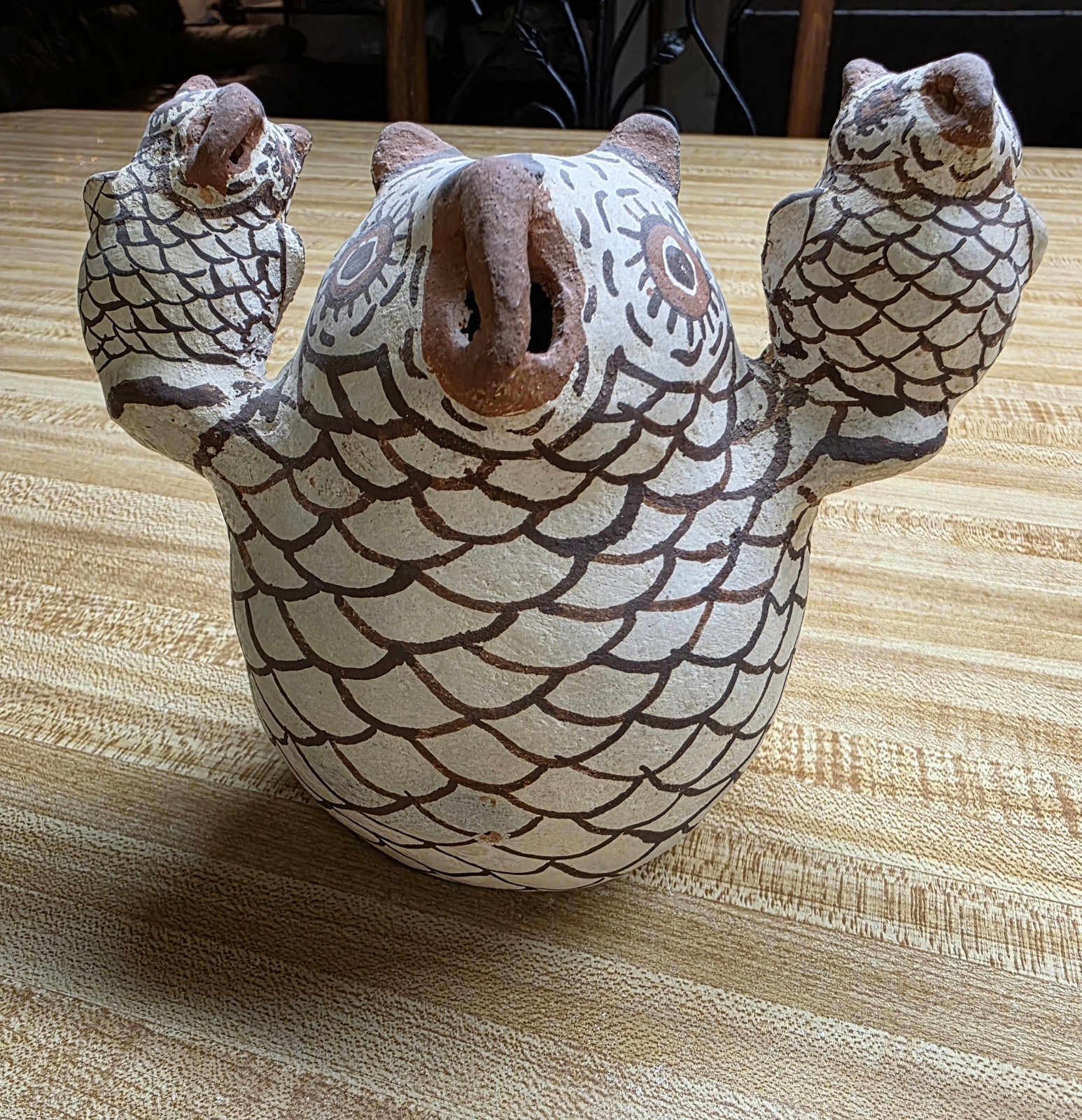 Zuni, Nellie Bica, Polychrome Owl Effigy Figure Southwest Pottery