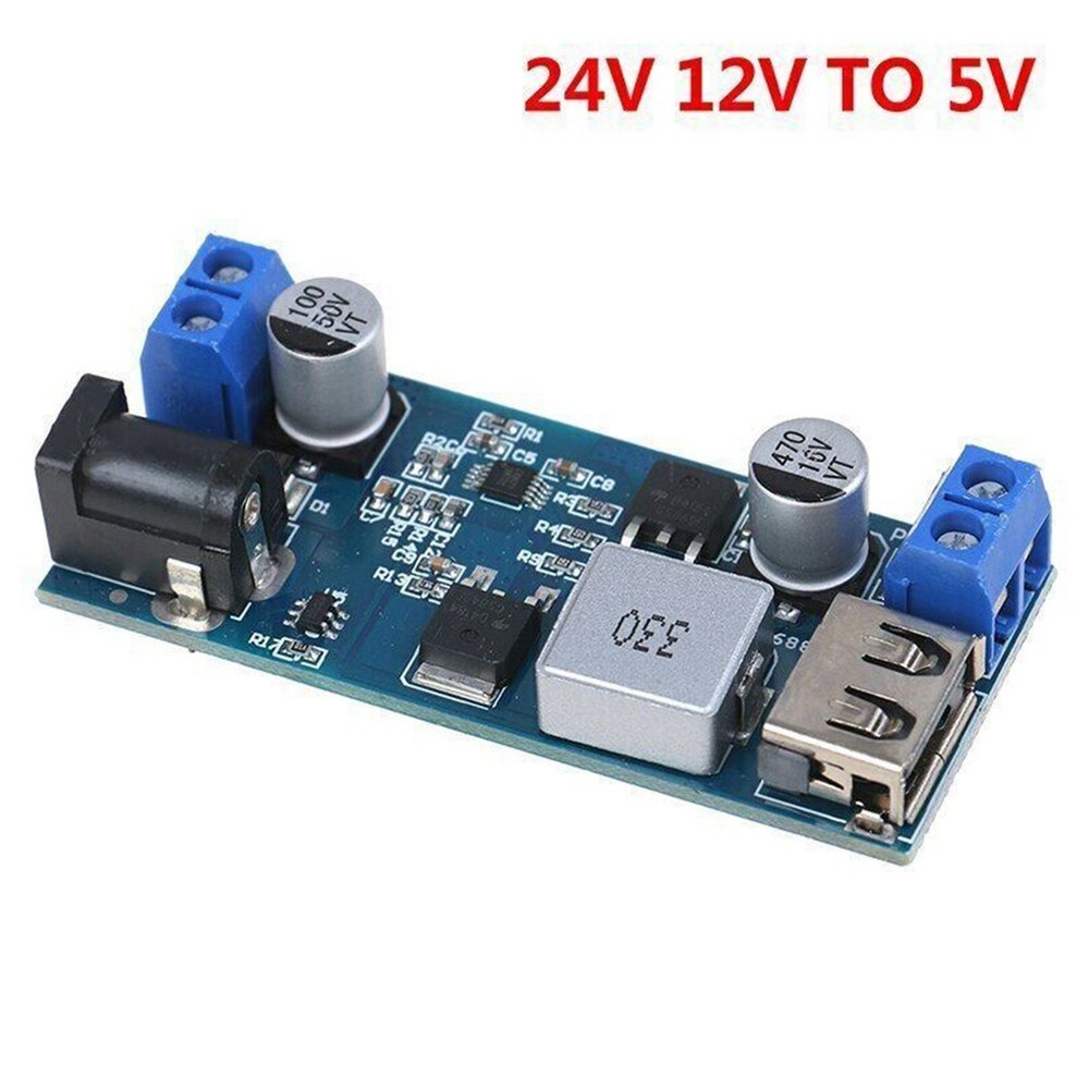 Compact and Reliable 24V 12V to 5V 5A Step Down Power Supply USB Module