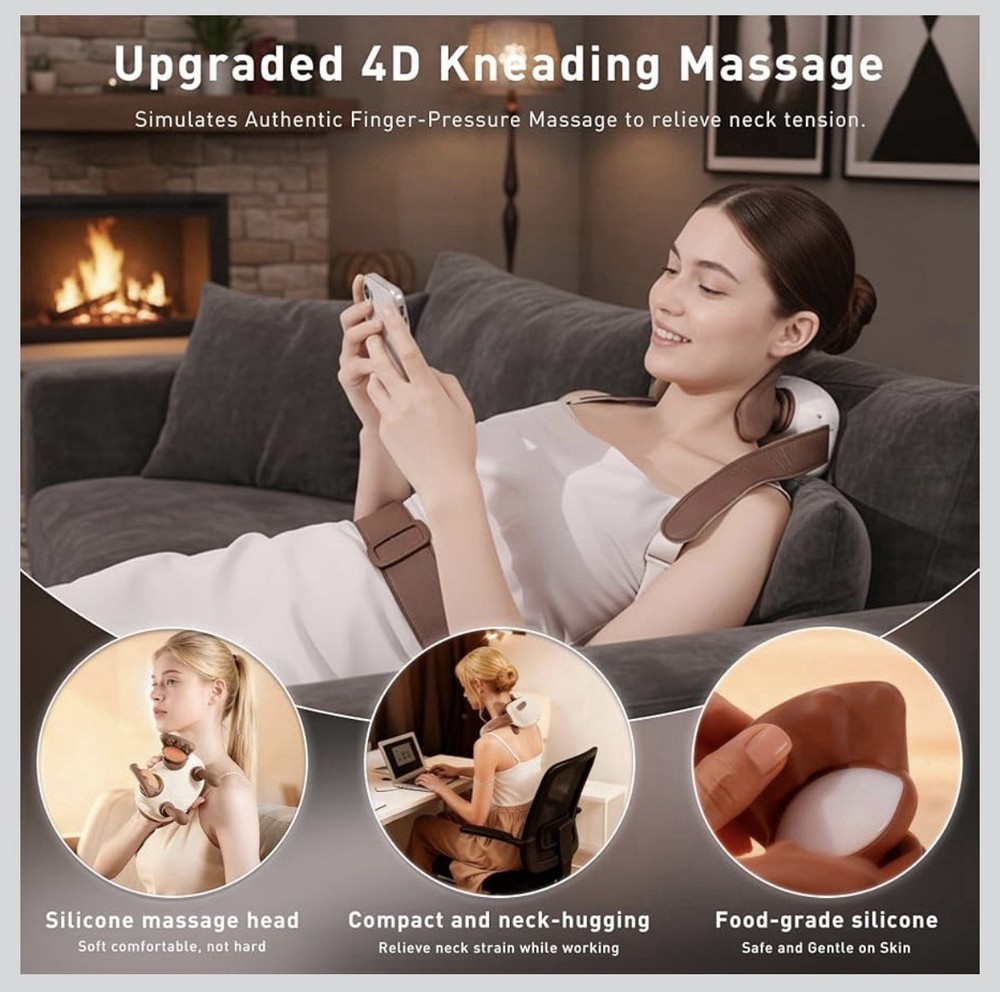 4D Wireless Neck Shoulder Massager, Bionic Hands Deep Tissue Massage, Portabl...