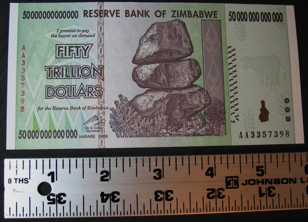 ZIMBABWE 50 Trillion Dollar Note 2008 Authentic AA Uncirculated A+ Condition