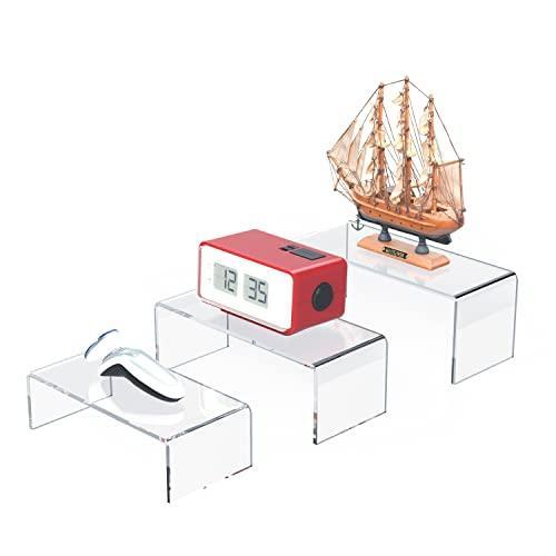 Jusalpha 3 PC Large 10 Inches Clear 5mm thick Acrylic Riser Set, Acrylic Display
