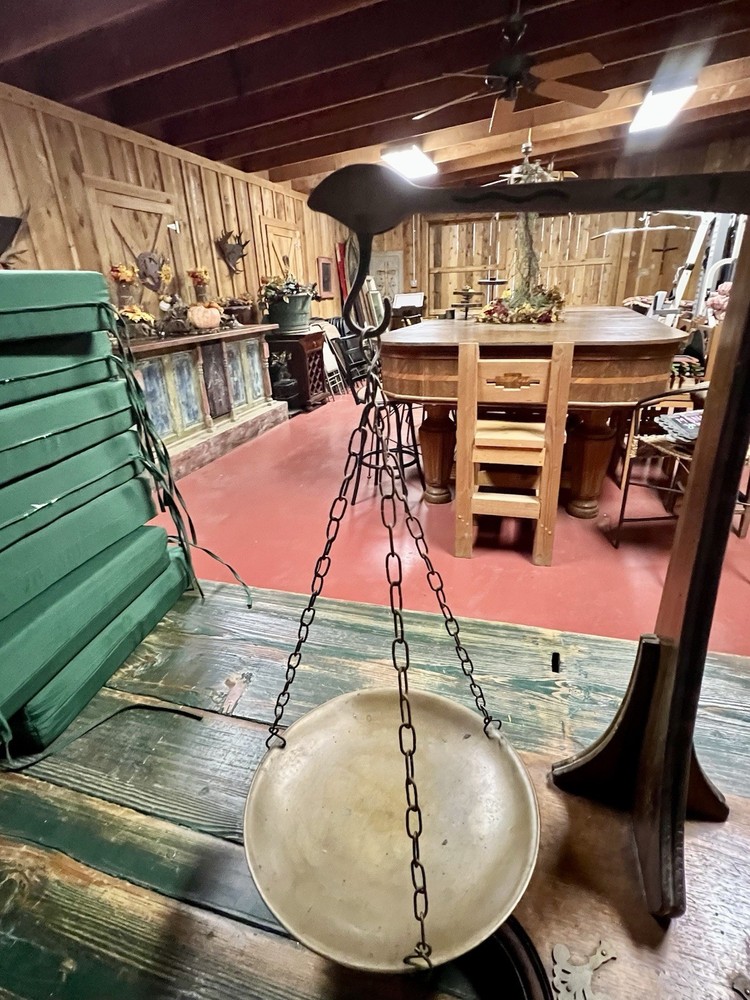 Antique Balanced Wood/Brass Scales 32”