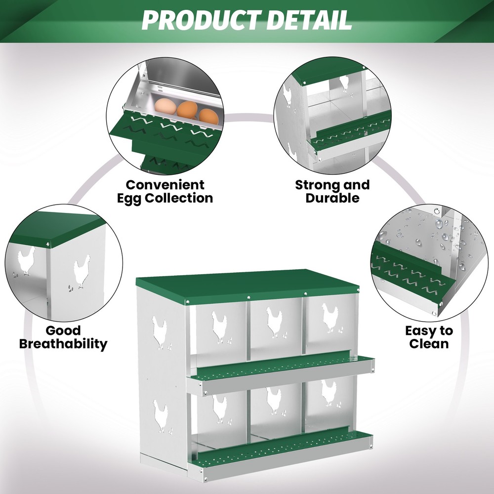 6 Holes Chicken Nesting Box, Metal Chicken Nesting Boxes, without Bracket Legs