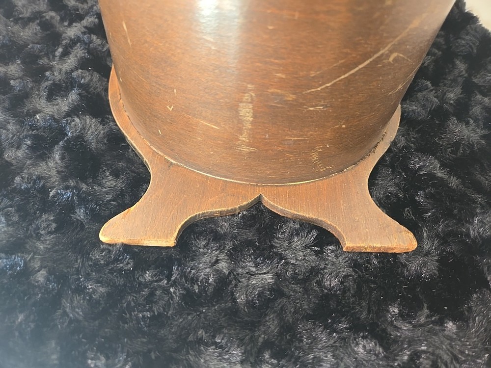 Vintage Wood Sewing Box hinged Flip Lid knobs Handle Primitive Colonial Caddy