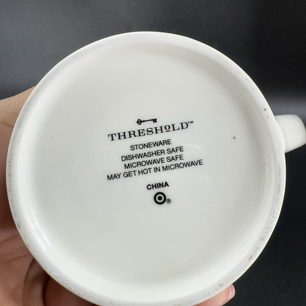 Threshold Monogram Initial L Coffee Mug Cup Ceramic White Black Black Lines 16oz