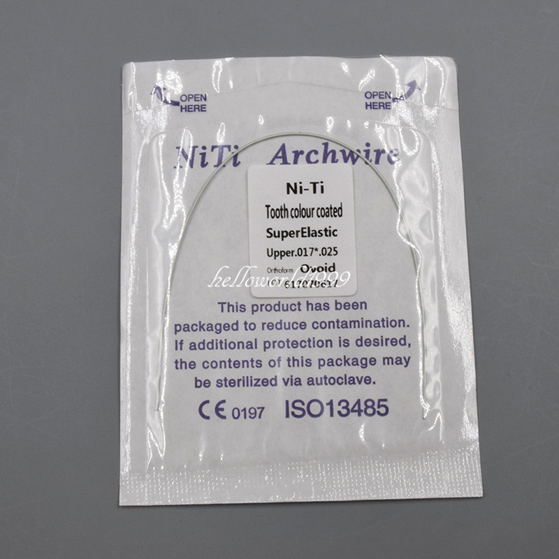 Dental White Teeth Color Coated Super Elastic Niti Arch Wire Rectangular Ovoid
