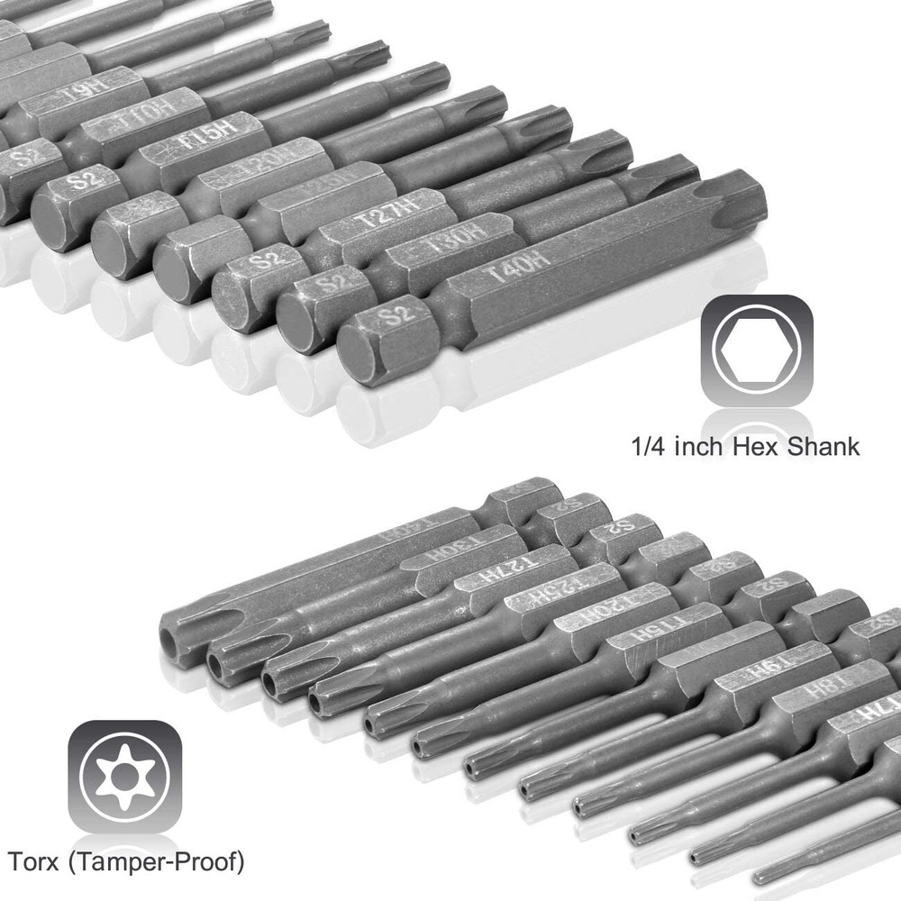 12x Tamper Proof Star Impact Driver Bit Set Security Screwdriver Bits Hex Shank