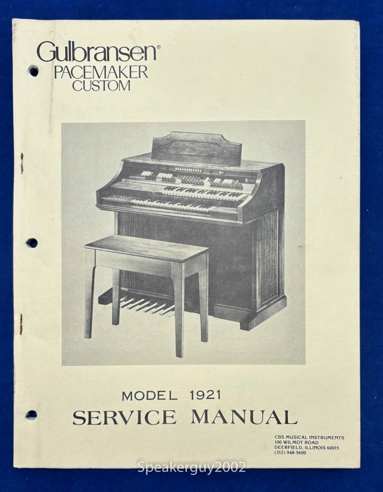 Original Gulbransen Pacemaker Custom - 1921 Service Manual