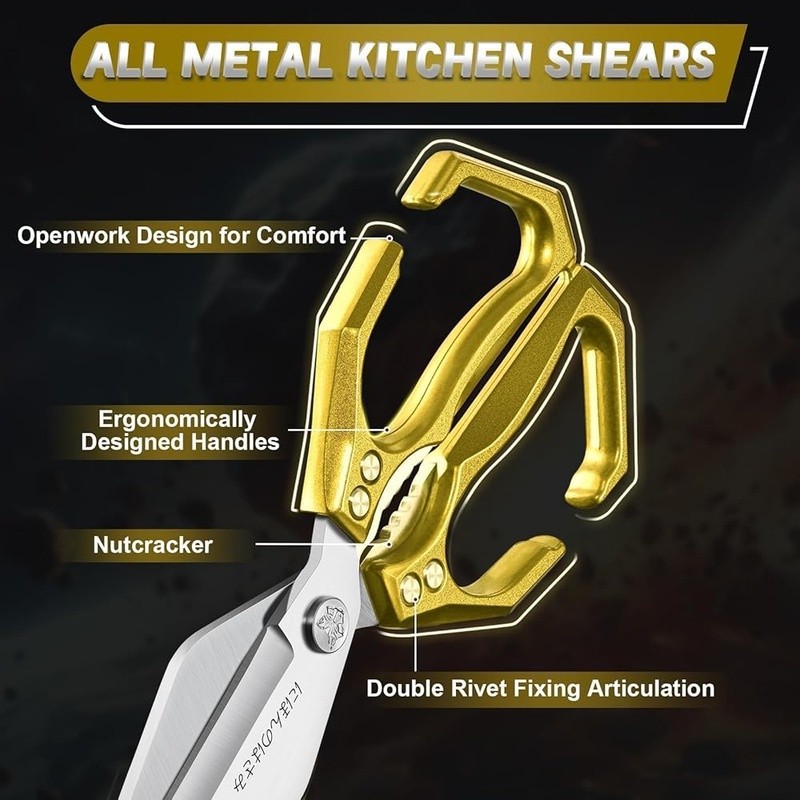 Heavy Duty Kitchen Scissors Set Poultry Shears Ergonomic Grip Multi-Tasking Tool