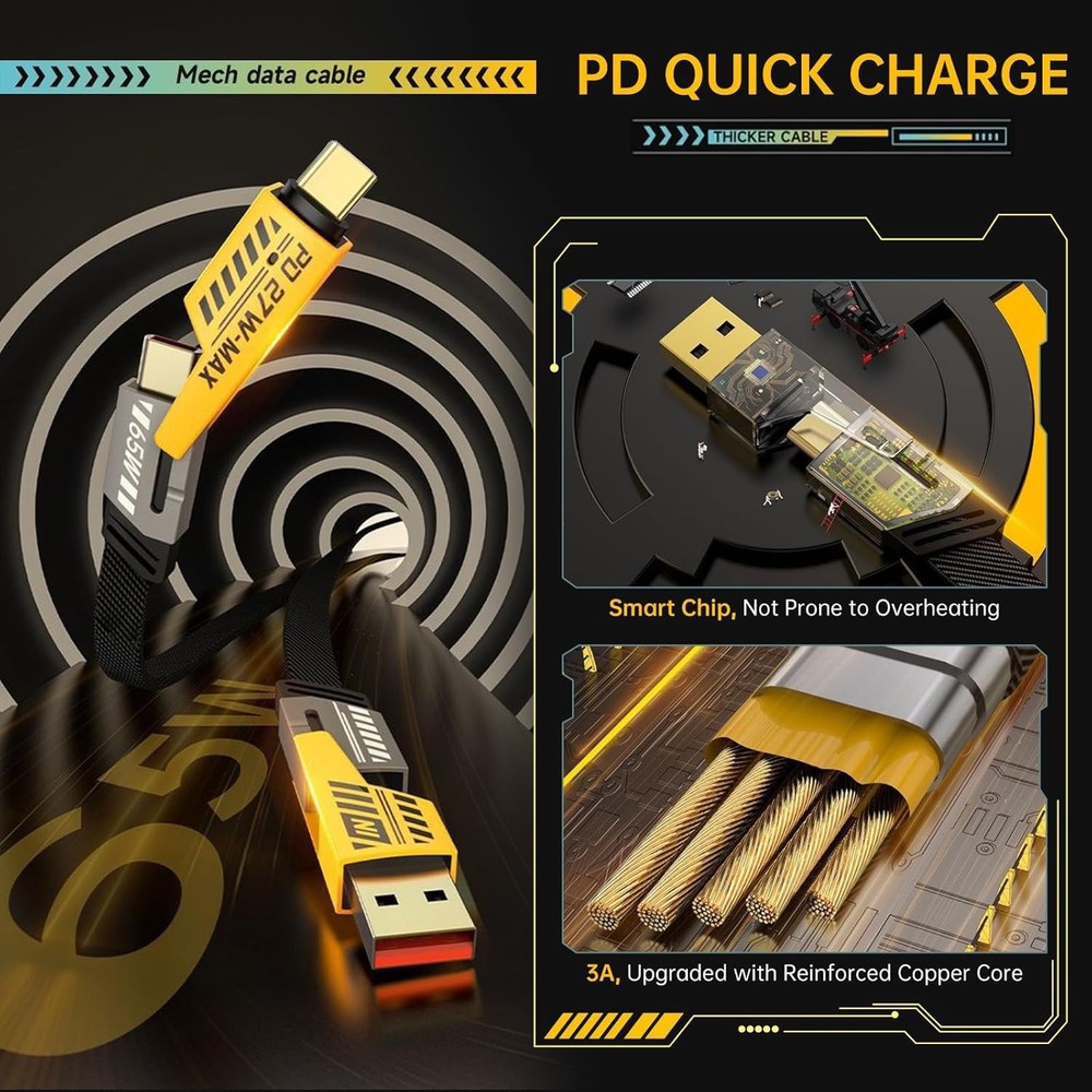 Multi Charging Cable 4 in 1 Fast Charging Cable & Data Sync for iphone Samsung