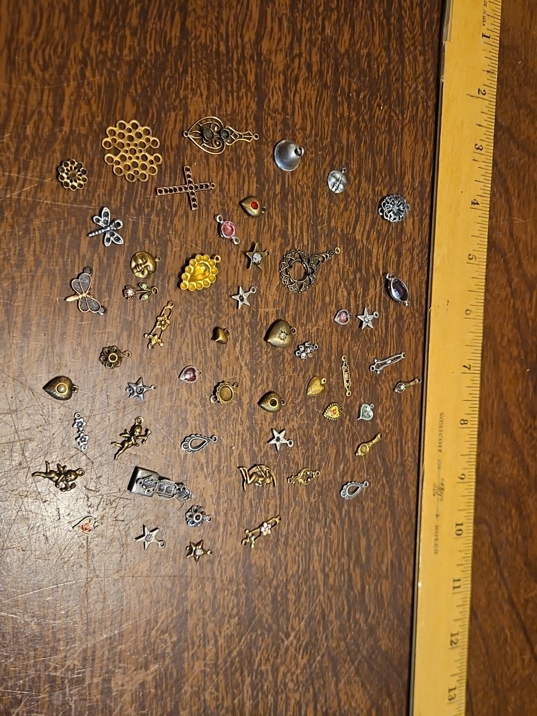 Lot Of 50 Mixed Parts Pcs France Vintage 60s Brass Stampings Findings Jewelry 21
