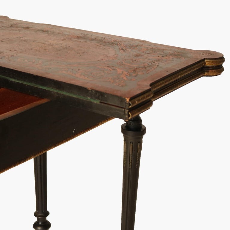 Antique Ebonized, Ormolu & Inlay Card Table C1880