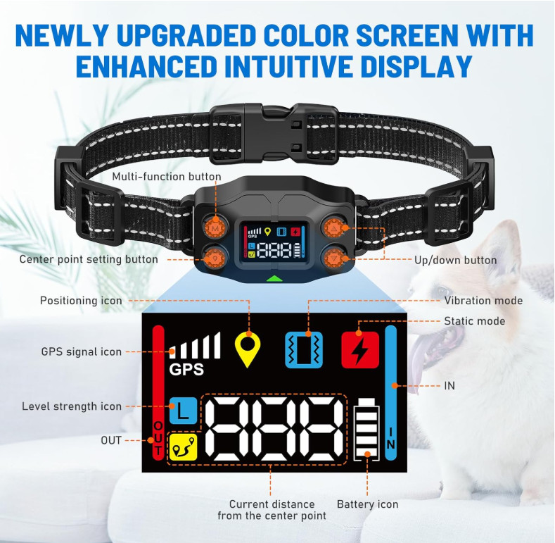 TQT GPS Wireless Dog Fence, 3 Warning Modes, Radius 25-999 Yards