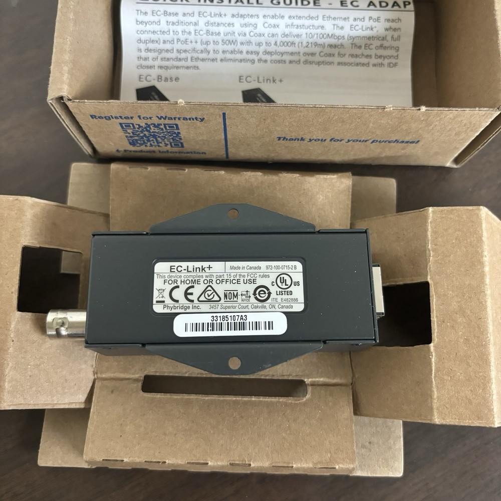 NVT Phybridge NV-ECLK-PLS EC-Link+ EoC Adapter