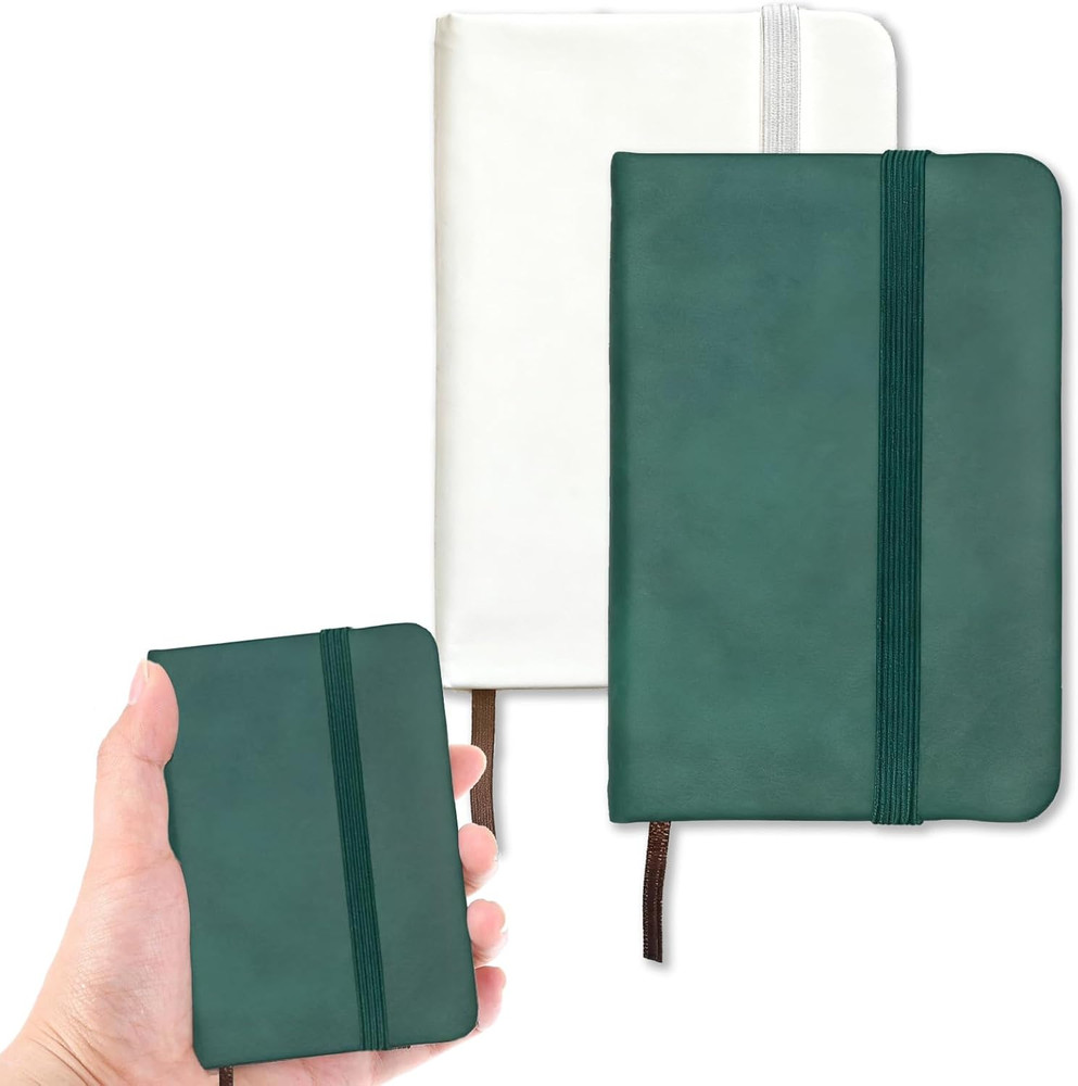 2 Pack Small Pocket Notebook,Journal Hardcover Notepad with Thick Lined Paper, 2