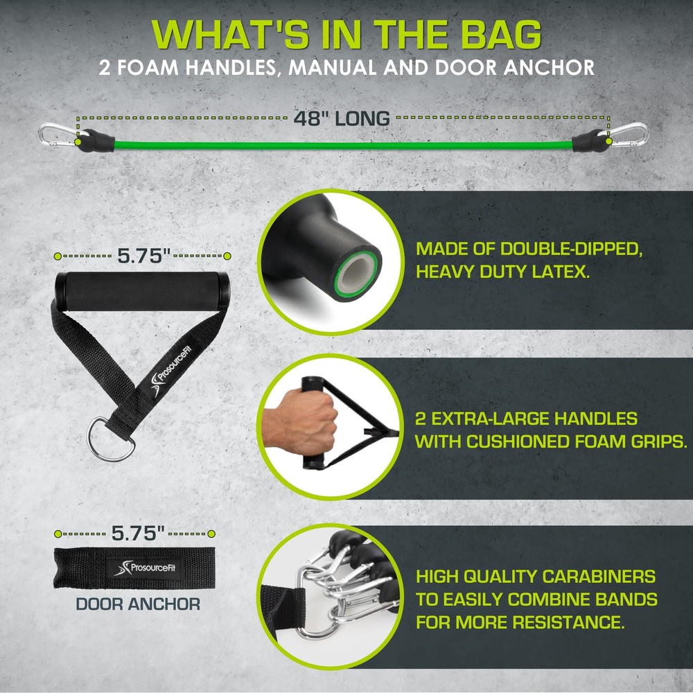 Single Stackable Resistance Bands with Door Anchor and Exercise Guide, 5-8 LB...