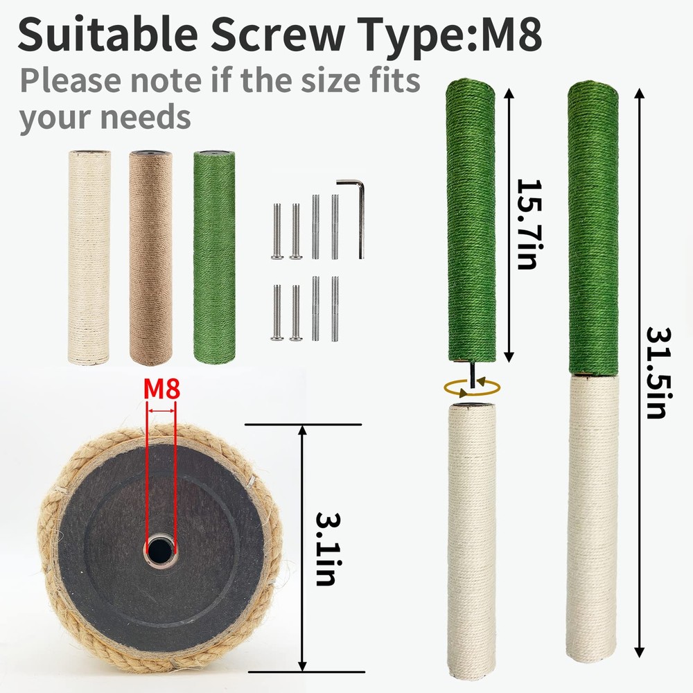 4Pcs Cat Scratching Post Replacement for Indoor Cats 15.7in Cat Scratch Post ...