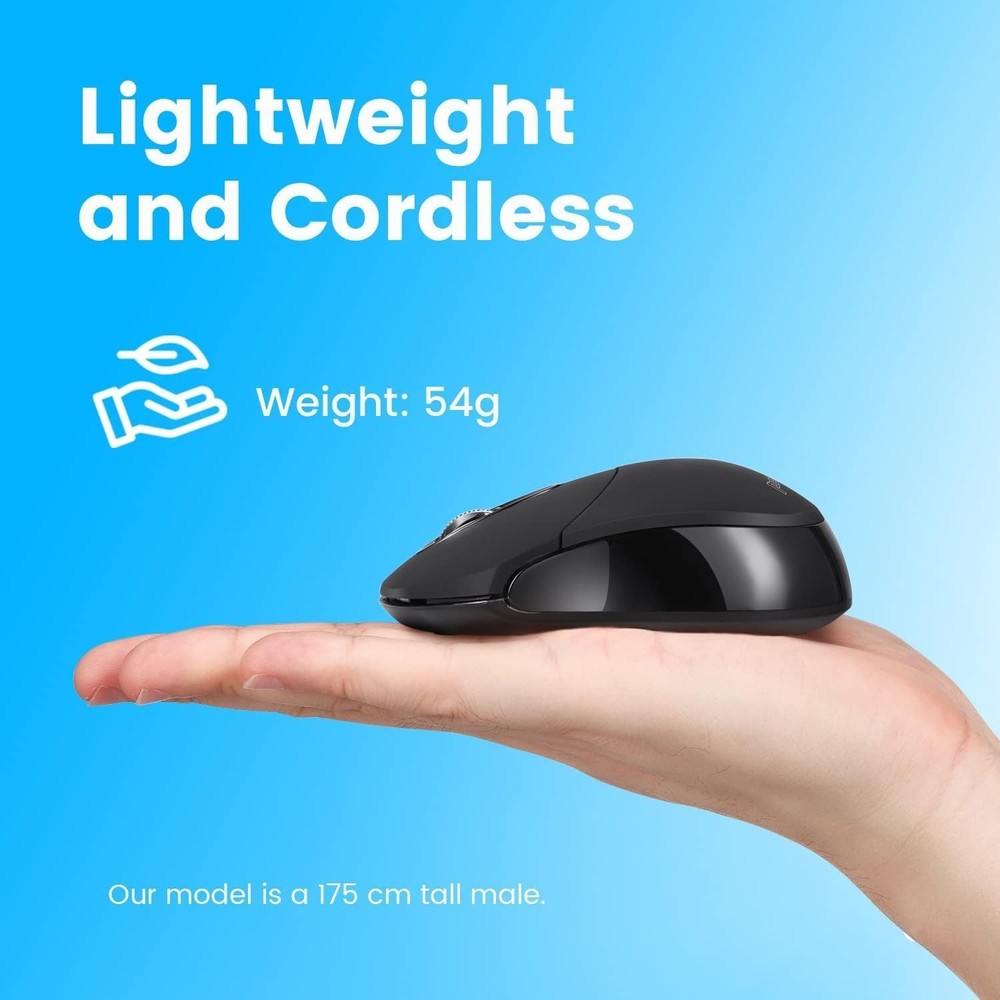 Perixx PERIMICE-802B Wireless Bluetooth Mouse - Portable Pack of 1, Black