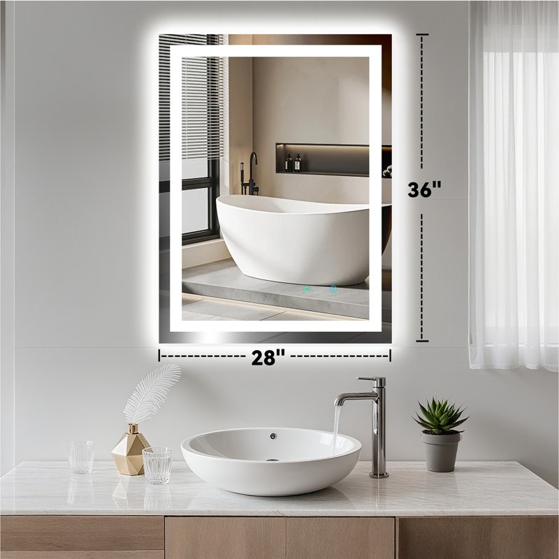Rectangle Led Frameless Wall Mounted Bathroom / Vanity Mirror, High Lumen