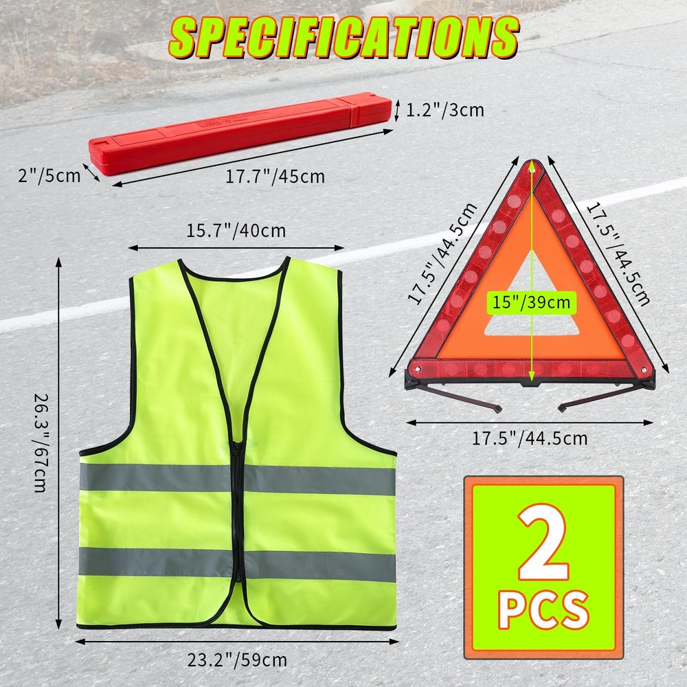 FLKQC Warning Triangles Safety Triangle Emergency Kit Foldable Reflective...