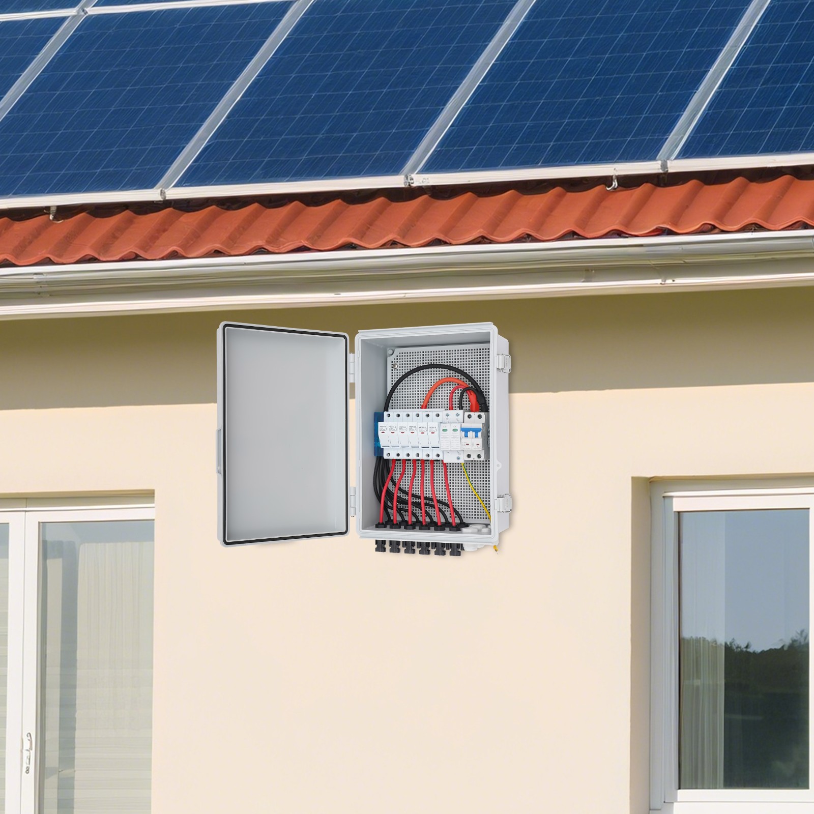 6 String Solar PV Combiner Box 63A Circuit Breaker Junction Box for Solar Panels