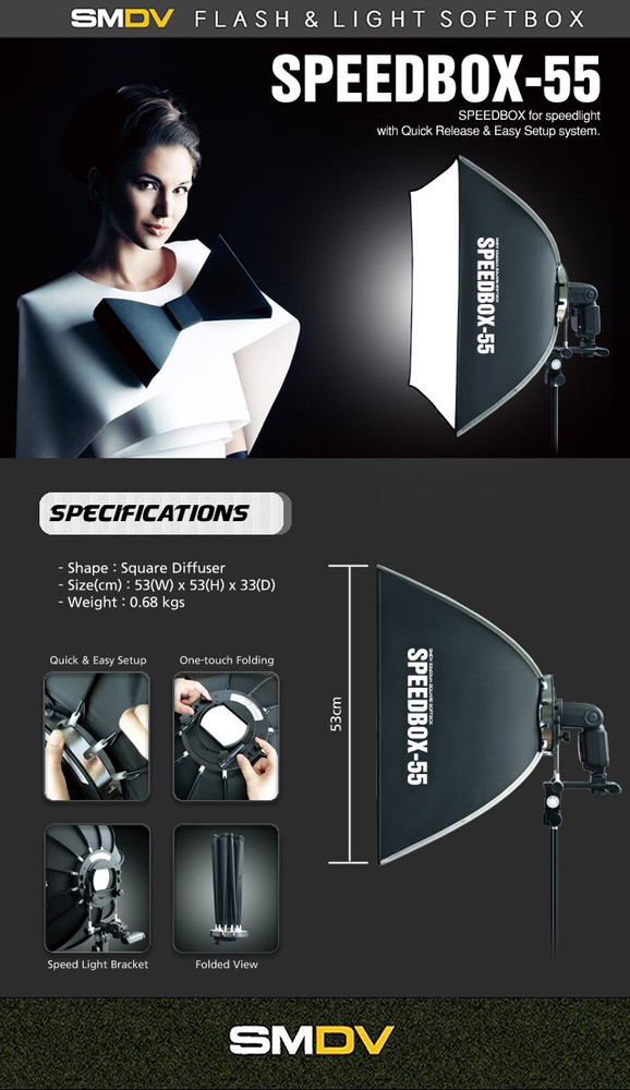 SMDV SPEED-BOX 55 Rectangular Soft-box Diffuser for S-Light S-Lite Quantum Flash