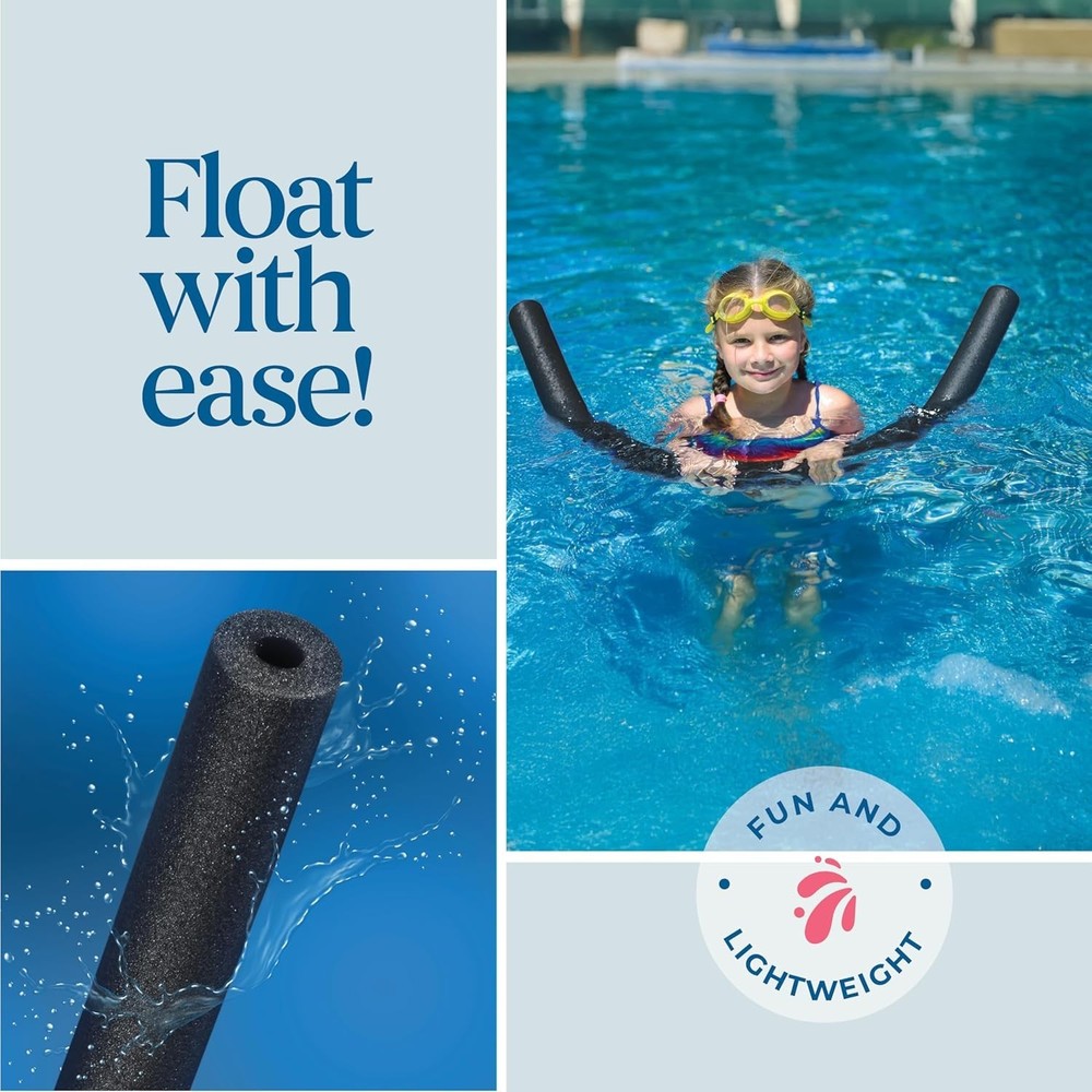 Pool Noodles Foam 6 Pack Large Black Swim Float Tubes Multi-Purpose Bulk