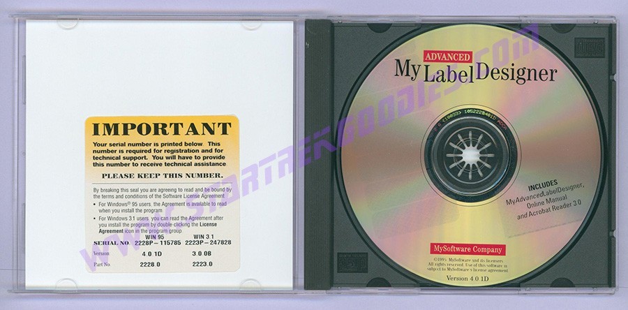 Computer Software "My Advanced Label Designer" Ver. 4.01 Complete in Box!