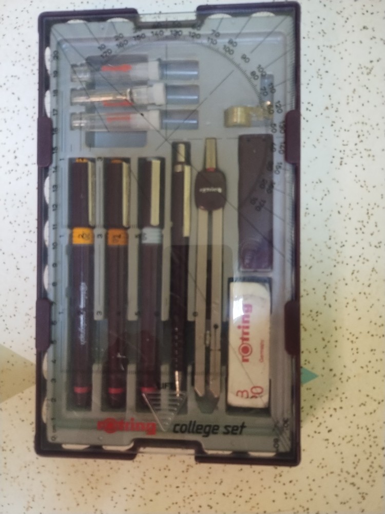 Rotring College Set & *EXTRAS*, Rolling Ruler, Templates, drafting, cartography