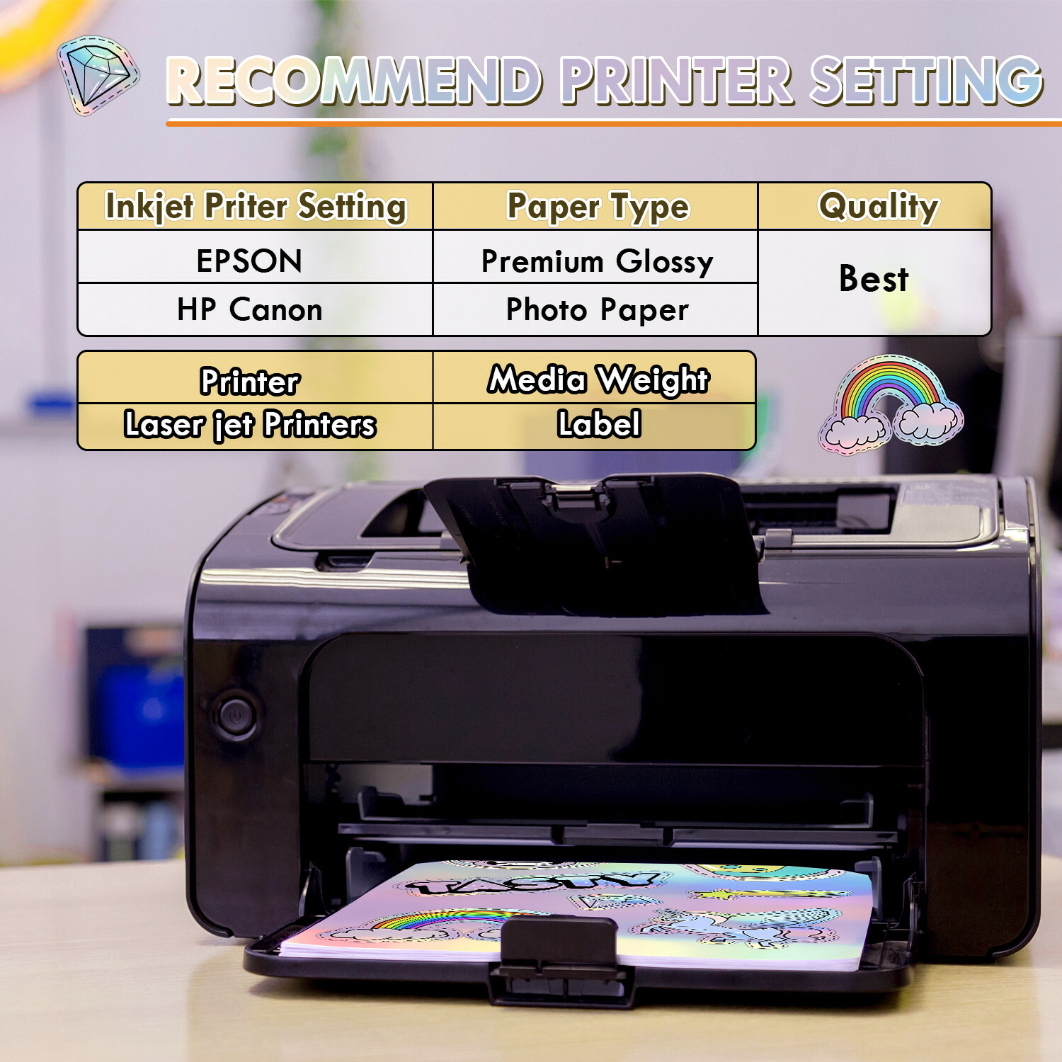 20 Koala Holographic Sticker Paper Waterproof Printable Vinyl Sheet Inkjet Laser