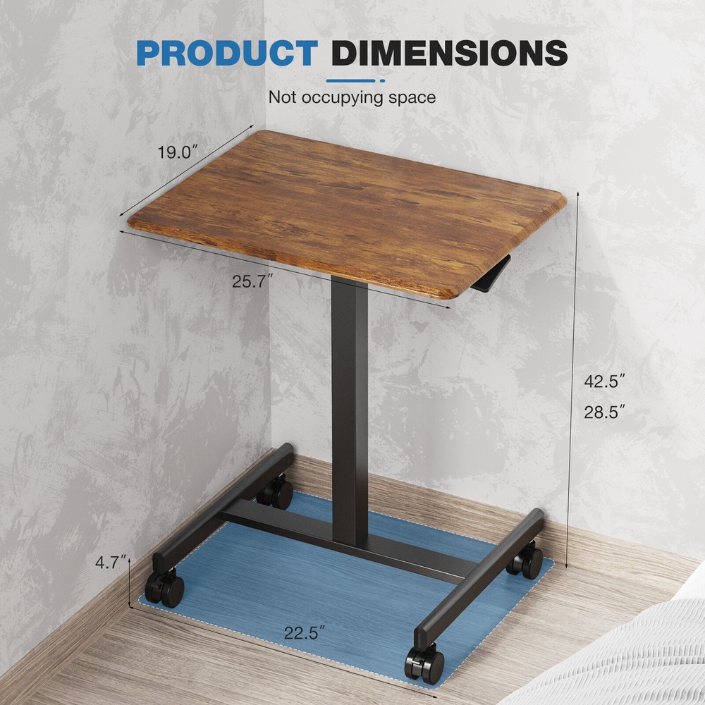 Adjustable Height Mobile Standing Desk with Wheels - Rolling Laptop Table
