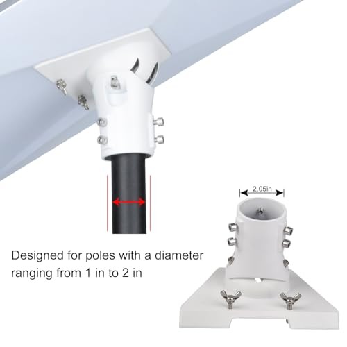 Pipe Adapter Pole Mount for Starlink Gen 3, Adjustable Pole Mount Adapter White