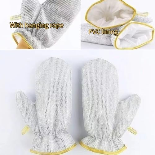 Nylon scrubber dishwashing gloves