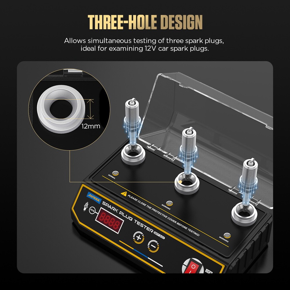 Car Spark Plug Tester Ignition System Analyzer Three Hole Diagnostic Test Tool