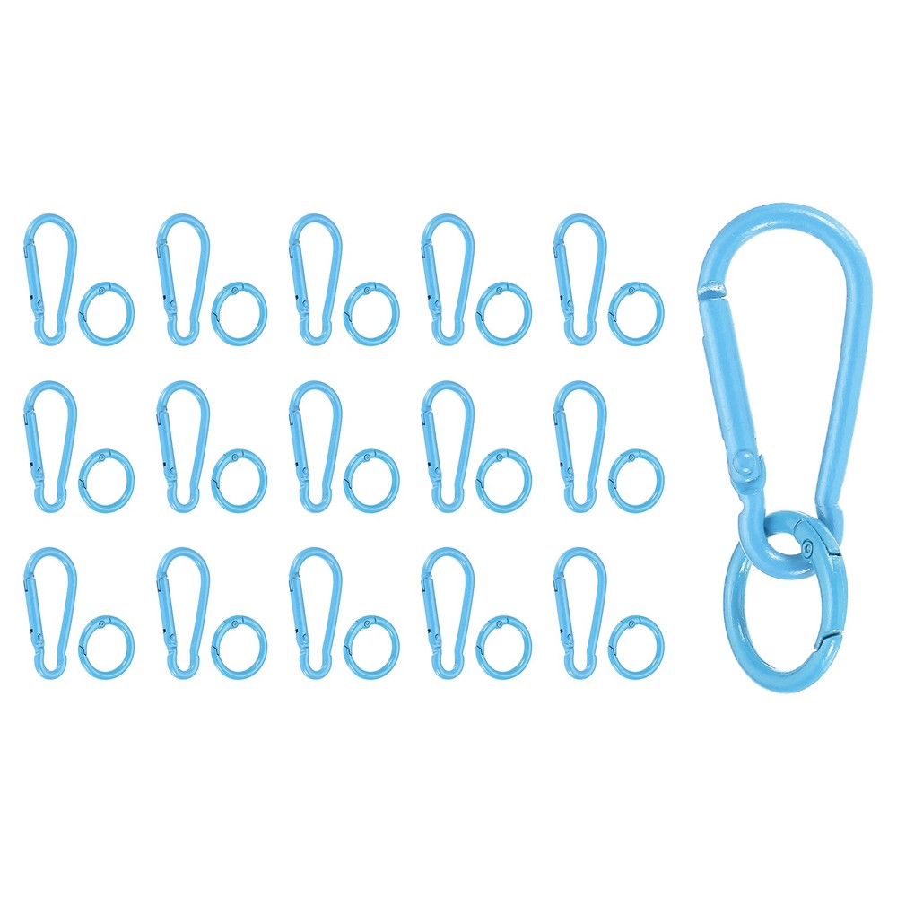 16Pcs Spring Snap Clip, Keychain Clips Buckle with O Ring, Blue
