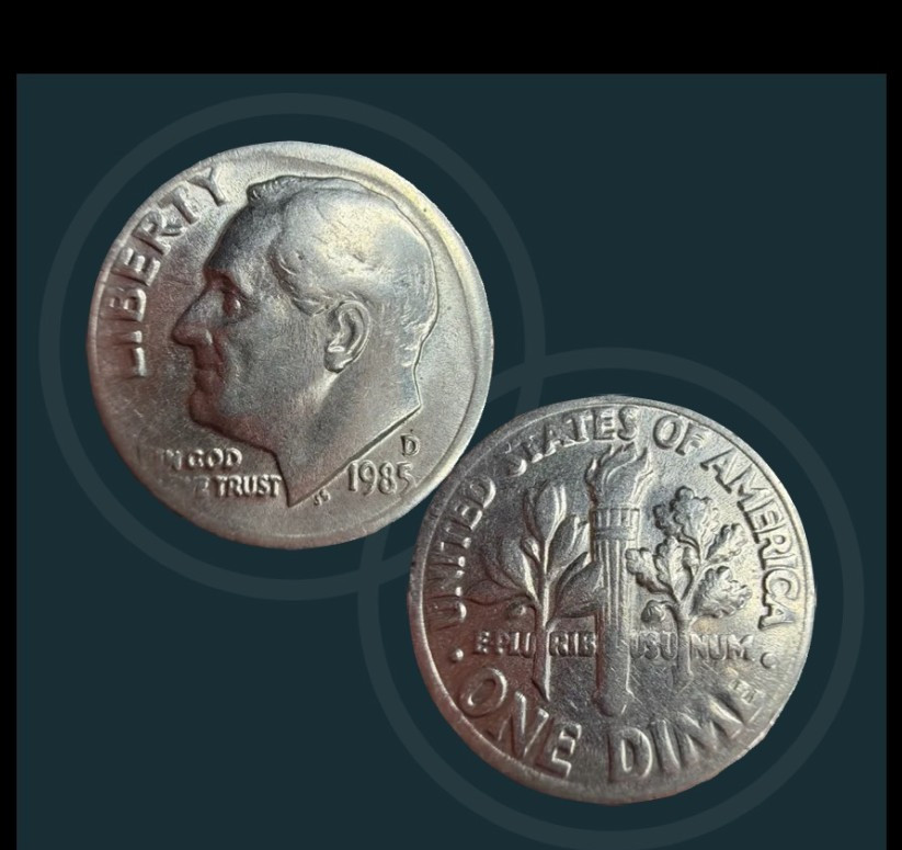 1985D Roosevelt Dime with DDO & In errors (VF) see Pic's