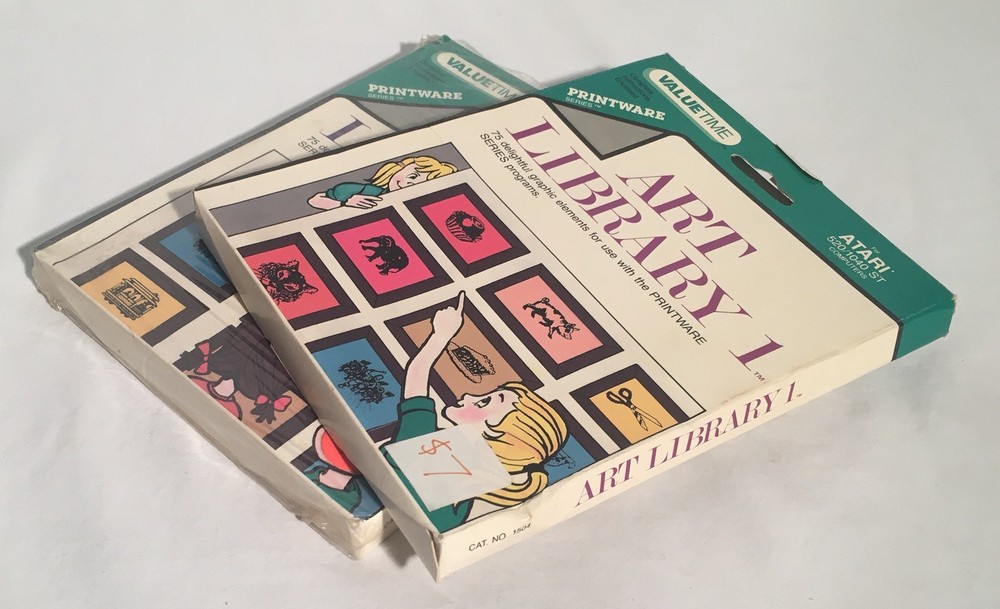 ART LIBRARY 1 & 2 Atari ST 3.5" Floppy Disk Software Boxed W/ Manual CIB