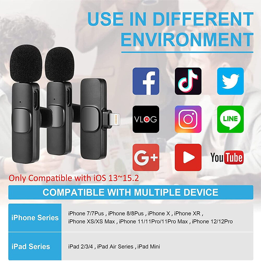 Clip-On Wireless Mic - Ideal for Live Streams/Teaching, Stable Connection