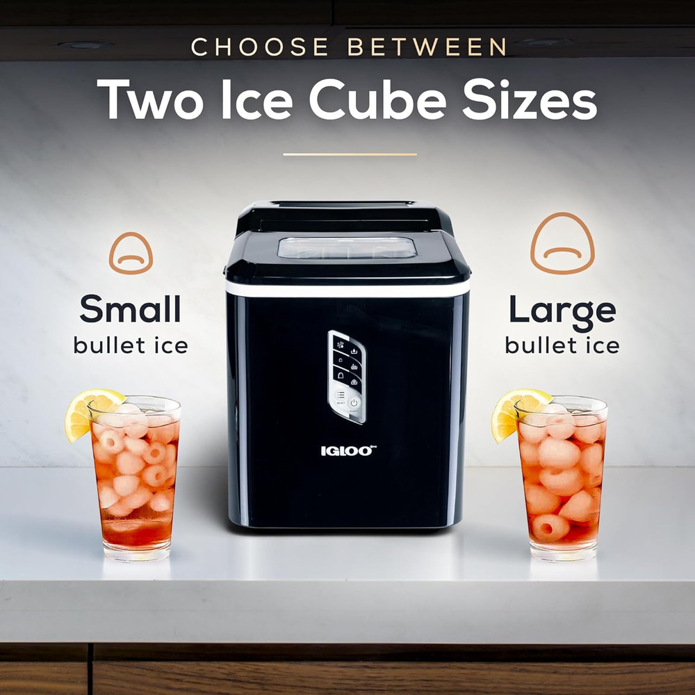 Igloo Handled Portable Ice Maker with Scoop - Ice Maker with LED Control Panel &