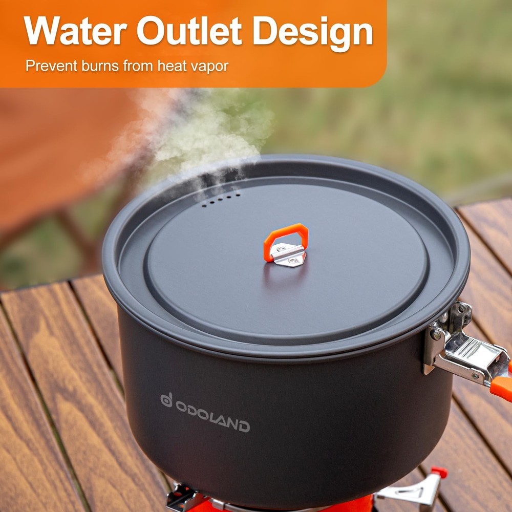 Odoland Bundle - 2 Items Camping Cookware Mess Kit and 5pcs Camping Cookware