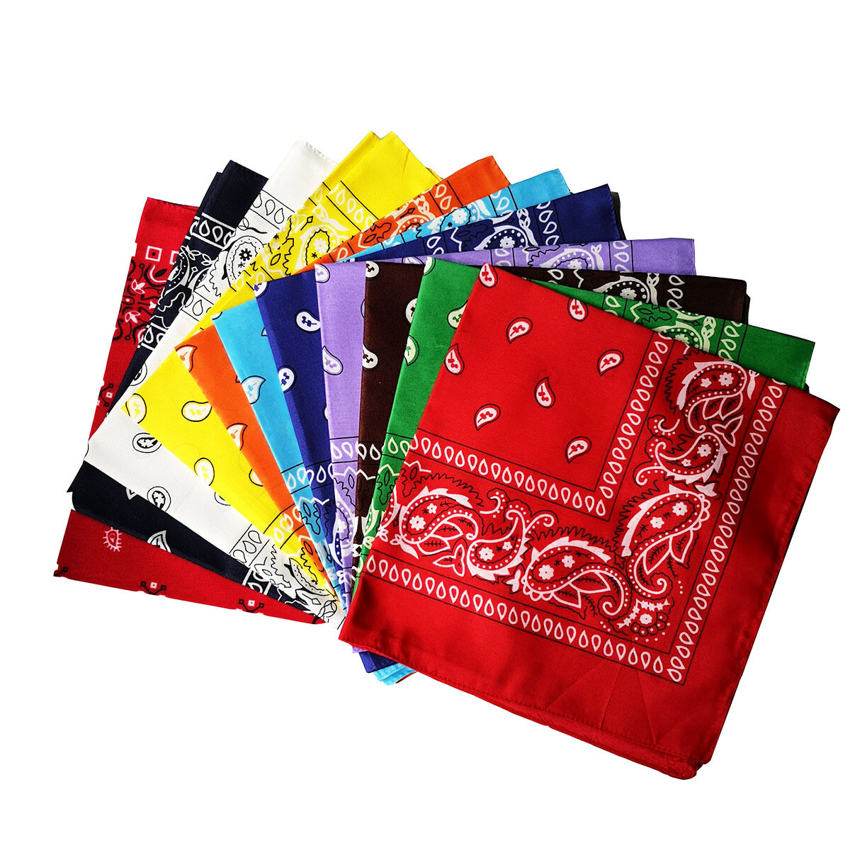 12 Pcs Lot 100% Cotton Paisley Print Bandana Face Cover Head Warp Headband Scarf