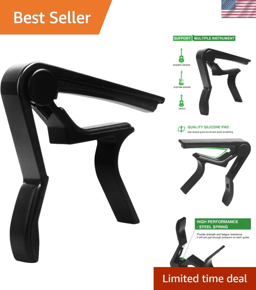 Effortless Key Changes with Modern Black Guitar Capo - 6-String Compatible