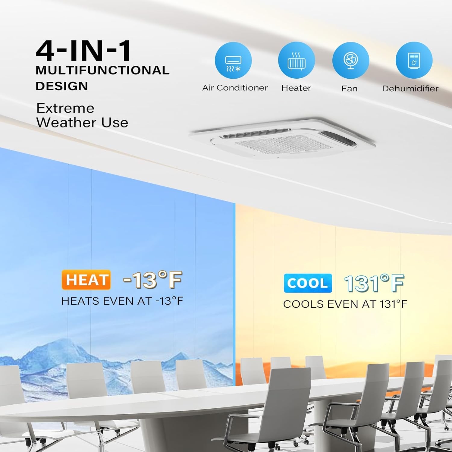 12000 BTU 24 SEER2 Ceiling Cassette Ductless Mini Split Air Conditioner w/Heat