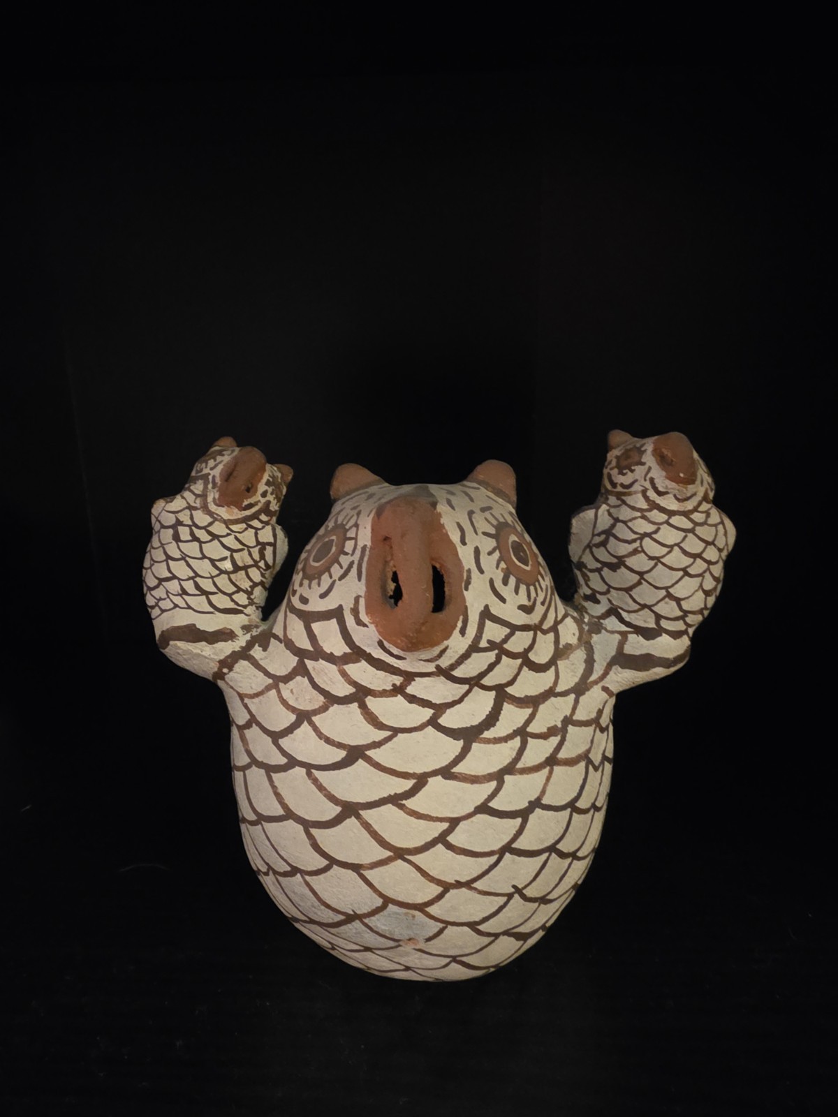 Zuni, Nellie Bica, Polychrome Owl Effigy Figure Southwest Pottery