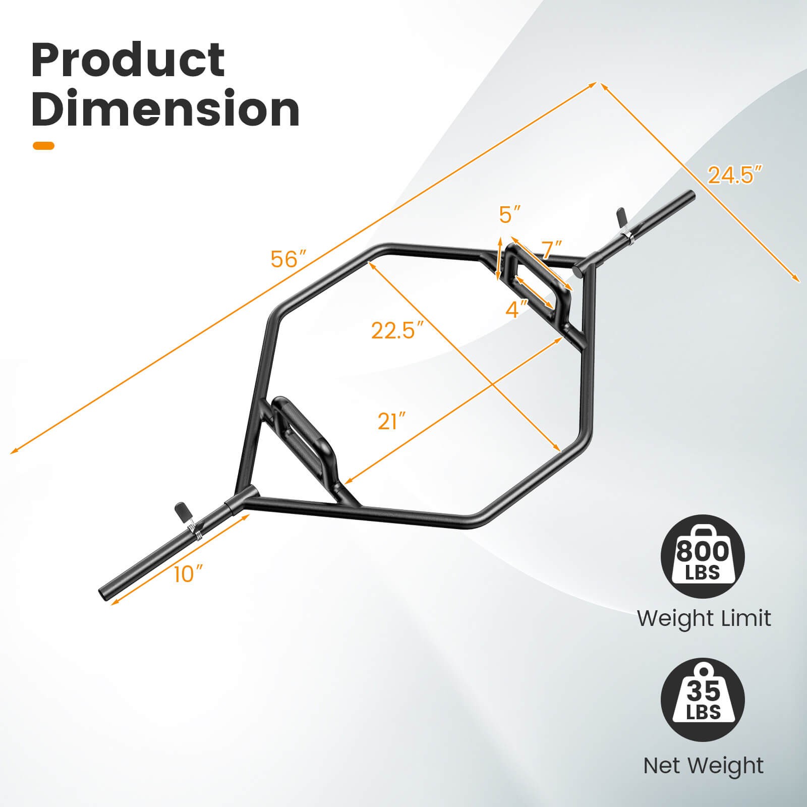 Heavy Duty Olympic Hex Trap Bar w/ Flat or Raised Knurled Handles for Squats