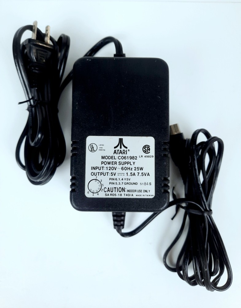 Atari Computer System 7 Pin Power Supply Adapter CO61982 Tested & Working