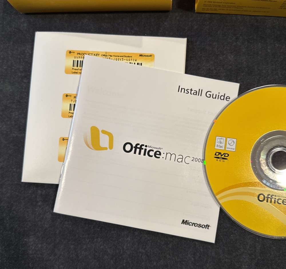 Official Microsoft Office 2008 Home and Student Edition for Mac w Key Code!